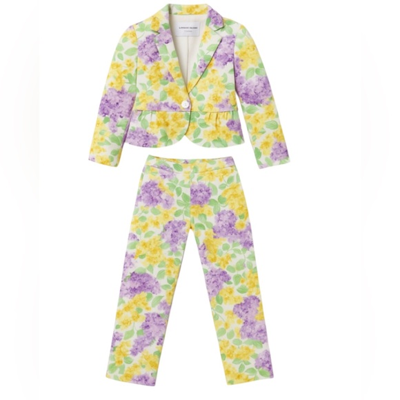 Janie and Jack Other - Janie and Jack Yellow and Purple Floral Blazer and Pants Set